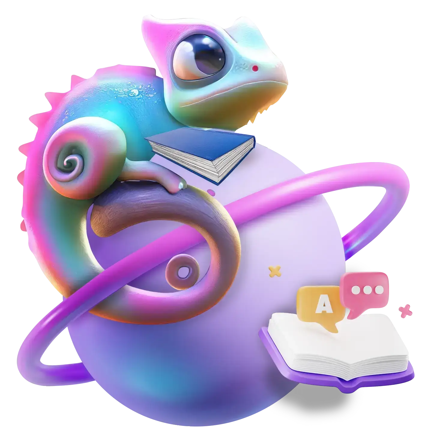 Mascote da SMARTIDIOM: um camaleão sobre um globo